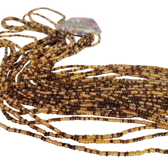 48" Long Brown Tan Seed Bead Necklace Boho Multistrand India Handmade  NEW - Picture 8 of 8